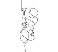 BOBASH Metal Wall Art Minimalist Facial Line Wall Decor Abstract Iron Walls Sculpture Modern Black Home Hanging Walls Art Decor for Living Room Bedroom Bathroom Office(40 * 14cm)