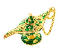 BOBASH Vintage Aladdin Magic Lamp, Alloy 3D Relief Genie Wishing Light, Classic Legend Lamp for Home Tabletop Decoration, Birthday Halloween Party Props & Gifts(green)