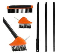 BOBASH Weed Remover Tool Wire Brush Scraper Set Broom Twin Heads Set 3 in 1 Adjustable 3 Sections Total 133cm Handle Paving Garden Patio Cleaner Remove Weed & Moss from Block Path Patio and Driveway
