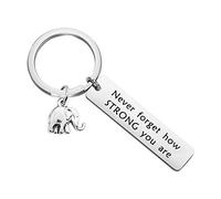 bobauna Elephant Keychain Never Forget How Strong You Are Strength Jewelry Uplifting Gift For Friend Family Animal Lovers, Never Forget Keychain