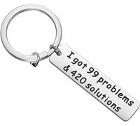 bobauna Leaf Weed Keychain 420 Jewelry Gift For Stoner Weed Lover I Got 99 Problems and 420 Solutions, 5cm * 1.2cm, Metal, nagam,