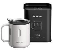 BOBBER 10 oz Insulated Coffee Mug with Handle & Lid - Stainless Steel Coffee Travel Mug - Triple Walled Metal Cup for Hot Drinks, Ideal for Men & Women, Work & Travel (Sand Grey)
