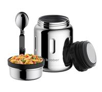 BOBBER 24 Oz Stainless Steel Thermo Food Jar with Folding Spoon and Extra-Wide Mouth - Insulated Soup Thermo for Hot Food, Keeps Hot for 14 Hours and Cold for 20 Hours (Glossy)