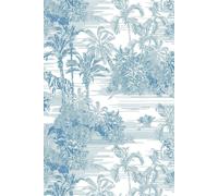 Bobbi Beck Eco-Friendly Tiger And Palm Tree Wallpaper In Blue Blue One Size