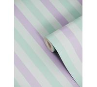 Bobbi Beck Eco-Friendly Tricolour Ice Cream Stripe Pastel Wallpaper In Mint Mint One Size