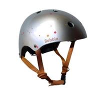 Bobbin Bike Helmet with Multi Coloured Stars, 11 Vents and Adjustable Strap | Lightweight Bicycle Helmet for Adults Kids Boys and Girls | Cycle Safety Helmets Starling (S/M, Silver)