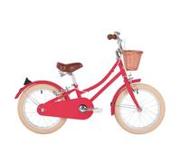 Bobbin Gingersnap 16" Kids Bike for Girls & Boys Ages 4-6 Years Old, Children Bicycle with Bike Bell, Wicker Basket and Stabilisers Included (Cerise)