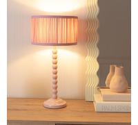 Bobbins Painted Rose Table Lamp with Ruched Pleated Drum Lamp Shade and LED Bulb ValueLights Pale Pink One Size