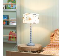 Bobbins Powder Blue Table Lamp with Cartoon Dino Drum Lamp Shade with LED Bulb ValueLights Multi One Size