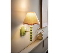 Bobbins Sage Green Bobble Wall Light and Linen Pastel Trim Lamp Shade ValueLights Pale Pink One Size