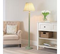 ValueLights | Sage Green Bobbin Stem Standing Floor Lamp with Pink Aztec Pleated Shade | Floor Lamps & Torchieres, Home Décor & Improvement Essential