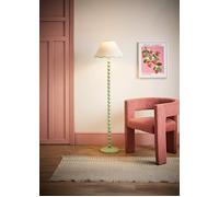 Bobbins Sage Green Floor Lamp with Tapered Linen Scallop Shade and LED Bulb ValueLights Pale Green One Size