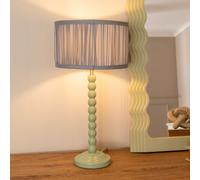 Bobbins Sage Green Table Lamp with Ruched Pleated Drum Lamp Shade and LED Bulb ValueLights Pale Blue One Size