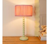Bobbins Sage Green Table Lamp with Ruched Pleated Drum Lamp Shade ValueLights Pale Pink One Size