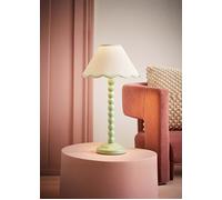 ValueLights | Sage Green Bobbin Stem Table Lamp with Green Trim Scallop Shade | Home Décor, Bedside & Desk Lamp | Includes Bulb