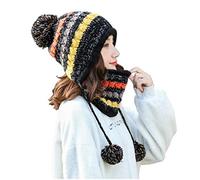 Bobble Hat And Loop Scarf Set For Women Girls Warm Knitted Pom Hat Interior Thick Fluff Winter Warm Ladies Bobble Hat Loop Scarf Set
