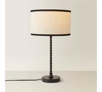 Bobble Table Lamp with Natural Linen Black Trim Drum Shade black