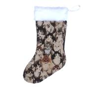 Bobblelady Extra Large Christmas Stocking, Tapestry Fabric, Fully Lined, White Fur Trim, 66cm Tall, Strong Construction, Hanging Strap. Cat Pattern.