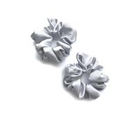 Bobblelady. Satin Scrunchies 2 Pieces. Premium Quality Crepe Back Satin. 11cm Across. Hair Scrunchie. Suit Child/Adult. Silver