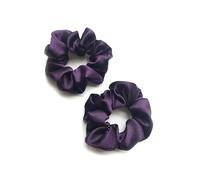 Bobblelady. Satin Scrunchies 2 Pieces. Premium Quality Crepe Back Satin. 11cm Across. Hair Scrunchie. Suit Child/Adult. Aubergine Purple