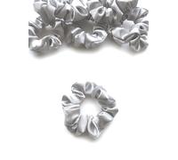Bobblelady. Satin Scrunchies 6 Pieces. Premium Quality Crepe Back Satin. Small Sized, 8 cm Across. Hair Scrunchie. Suit Child/Thin Hair Or If You Like A Less Bulky Scrunchie. Silver
