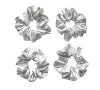 Bobblelady Silver Metallic Lurex Scrunchies Set of 4