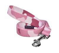 Bobby Camouflage Dog Leash 100 cm for Medium Dogs with Carabiner Hook and Safety Hook Made of Durable Metal, Pink Camouflage