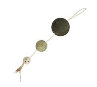 Bobby Plume - Scratching Post Cat toys in recycled rope, with balls and feathers, to hang, Green, 55x12 CM