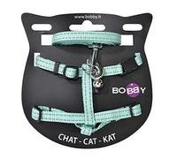 Bobby Safe - Cat Harness and Leash Kit, Anti-Escape, Reflective, Resistant, Turquoise, 25-38 x 10 CM
