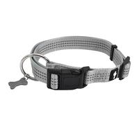 Bobby Safe Reflective Dog Collar for Very Small Dogs, Durable and Adjustable, with Safety Buckle Closure, Grey, XS / 18-28 cm