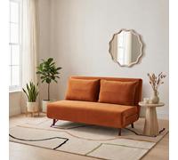 Bobby Upholstered Velvet Double Folding Sofa Bed - Orange
