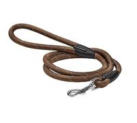 Bobby Walk Tubular Dog Leash, Training Dog Leash with Carabiner, Durable Nylon, Brown, 124 x 1.2 cm