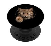 Bobcat Breaking Through Torn Hole Wild Cat Graphic PopSockets Adhesive PopGrip