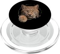 Bobcat Breaking Through Torn Hole Wild Cat Graphic PopSockets PopGrip for MagSafe