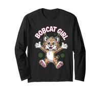 Bobcat Girl Womens Cute Cartoon Wild Forest Cat Birthday Long Sleeve T-Shirt