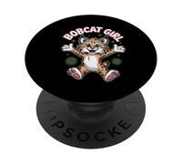 Bobcat Girl Womens Cute Cartoon Wild Forest Cat Birthday PopSockets Adhesive PopGrip