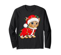 Bobcat Lynx Christmas Lights Santa Costume Cute Animal Xmas Long Sleeve T-Shirt