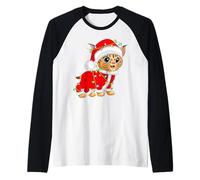 Bobcat Lynx Christmas Lights Santa Costume Cute Animal Xmas Raglan Baseball Tee