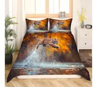 Bobcat Single Duvet Cover Set 3D Printed Maple FWoodland Bedding Set Ultra Soft Microfiber Quilt Cover 150x200 cm for Single Bed with 2 Pillowcases with Zipper Q.1107
