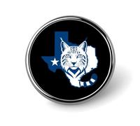 Bobcats Texas Map Flag Round Brooch Badges Pin Metal Lapel Pins Jewellery