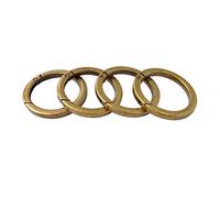 Bobeey 4pcs Round Carabiner Key Ring, Spring Snap Hook Clip, Flat O Ring for Purses - Brushed Brass
