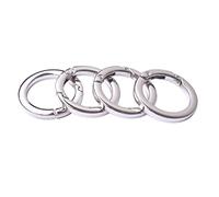 Bobeey 4pcs Round Carabiner Metal Spring Key Ring,Spring Snap Hooks Clip,Spring Keyring Buckle,Flat O Ring for Purses BBC40-25-Silver