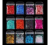 BOBEINI Alphabet Holographic Laser- Letters Chunky Glitter Epoxy Resin Festival Chunky Letters Mixed Sequins 2g Per 12 Colors