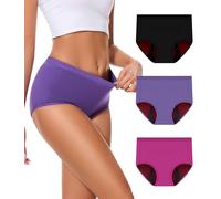 Bobelle Wear Incontinence Pants for Women, 100ml Heavy Flow Absorbency Period Underwear Leakproof Protective Menstrual Panties Washable High Waist Postpartum Underwear 3 Pack Multicolor01 XXXL