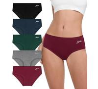 Bobelle Womens Knickers Multipack, Ladies Underwear Cotton Solf Panties Full Coverage Pants Stretchy Comfortable Breathable for Daily Wear (Black,DarkGray,Winered,DarkGreen,NavyBlue,S)