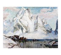 Boberg After Massacre Mountain Snow Boats Lake Painting Large Wall Art Print Canvas Premium Mural