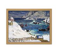 Boberg Running Before Storm Norway Landscape Seascape Painting Large Framed Art Print Poster Wall Decor 18x24 in