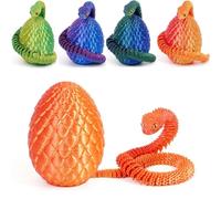 Bobety 3D Printing Easter Snake Eggs - 3D Printed Snake in Egg, 3D Snake Egg Toys, Full Articulated Crystal Snake With Sragon Egg, Fidget Toys for Executive Home Office Desk (Laser Red)