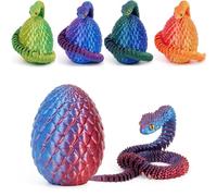 Bobety 3D Printing Easter Snake Eggs - 3D Printed Snake in Egg, 3D Snake Egg Toys, Full Articulated Crystal Snake With Sragon Egg, Fidget Toys for Executive Home Office Desk (Laser Violet)