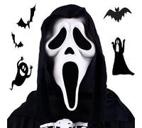 Bobety Halloween Scream Ghostface Mask - Latex Horror Costume with Creepy Scary Ghost Face - Terrifier Mask for Carnival and Halloween
